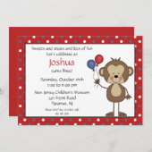 棒人間ボーイ　１歳の誕生日パーティーへの招待状 招待状 (正面/裏面)