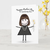 棒人間女子のステップママへの母の日 カード (黄色い花)