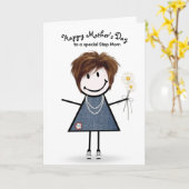棒人間女子のステップママへの母の日 カード (黄色い花)
