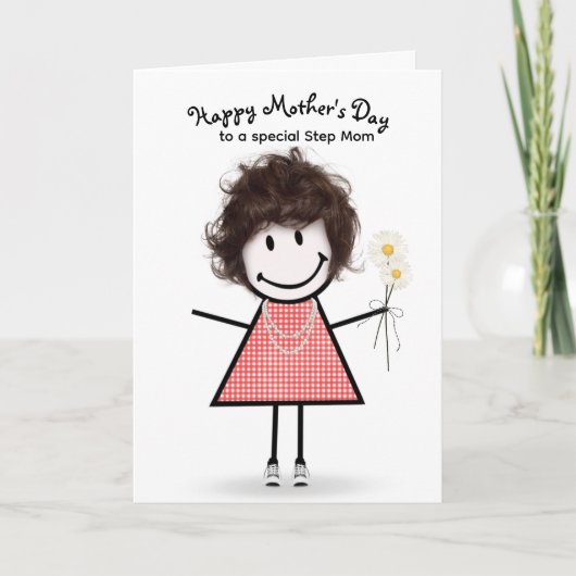 棒人間女子の義理の母の日 カード (正面)