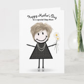 棒人間少女のステップママへの母の日 カード (正面)