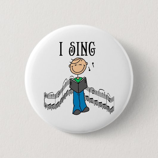 棒人間男性 I Sing Tシャツとギフト 缶バッジ (正面)