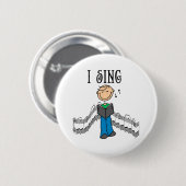 棒人間男性 I Sing Tシャツとギフト 缶バッジ (正面&裏面)