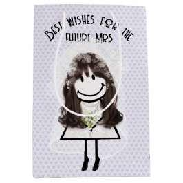 棒人間花嫁と花束 ミディアムペーパーバッグ