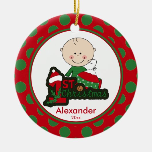 棒人間 赤ちゃん 男の子 初めてのクリスマス オーナメント (正面)