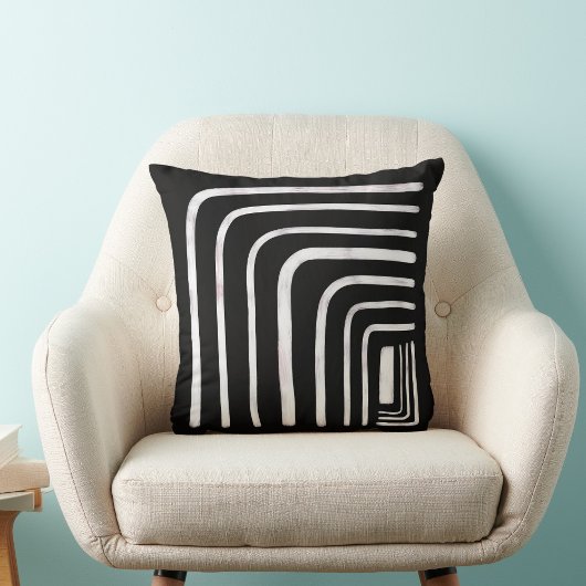 棒布の素朴な黒と白フェミニン クッション