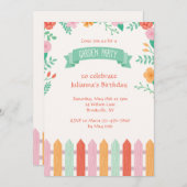 棒杭の囲いの庭のパーティの招待状 招待状 (正面/裏面)