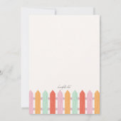 棒杭の囲いの庭のパーティの招待状 招待状 (裏面)