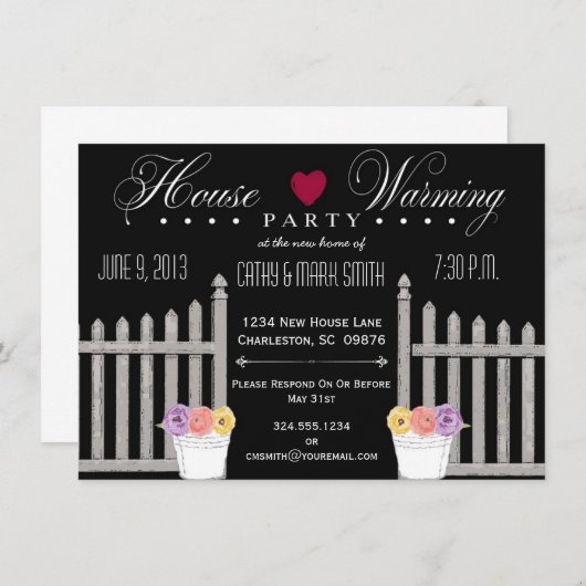 棒杭の囲いの引っ越し祝いパーティーのパーティの招待状 招待状 (正面/裏面)