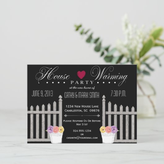 棒杭の囲いの引っ越し祝いパーティーのパーティの招待状 招待状 (スタンド正面)