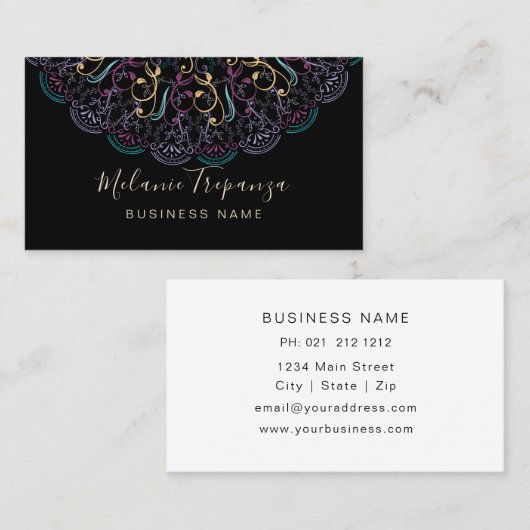 棒法フローラ曼荼羅黒地プロフェッショナル 名刺 (正面/裏面)