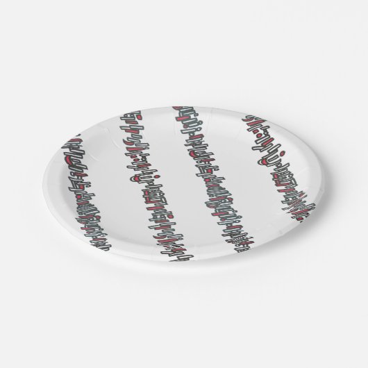 棒石 – 黒と赤のストライプ ペーパープレート (アングル)