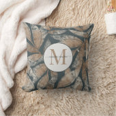 棒穂炭モノグラムの灰褐色葉柄 クッション (ブランケット)