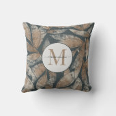 棒穂炭モノグラムの灰褐色葉柄 クッション (裏面)