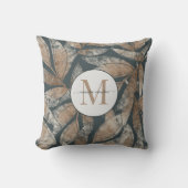 棒穂炭モノグラムの灰褐色葉柄 クッション (正面)