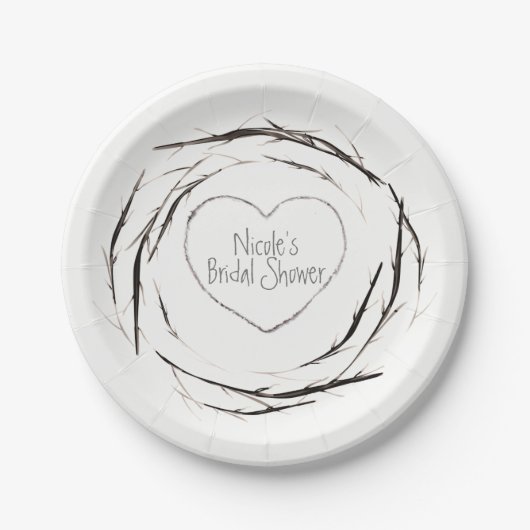 棒素朴小枝ブランチリースカスタムパーティー ペーパープレート (正面)