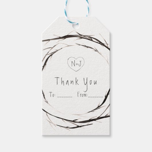 棒素朴小枝ブランチリースカスタム賛成 ギフトタグ (正面)