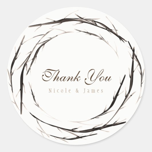 棒素朴小枝ブランチリースカスタム賛成 ラウンドシール (正面)