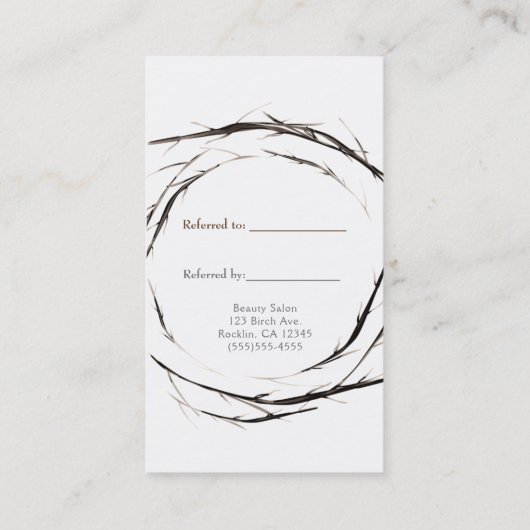 棒素朴枝の枝リース友人を参照 紹介カード (裏面)