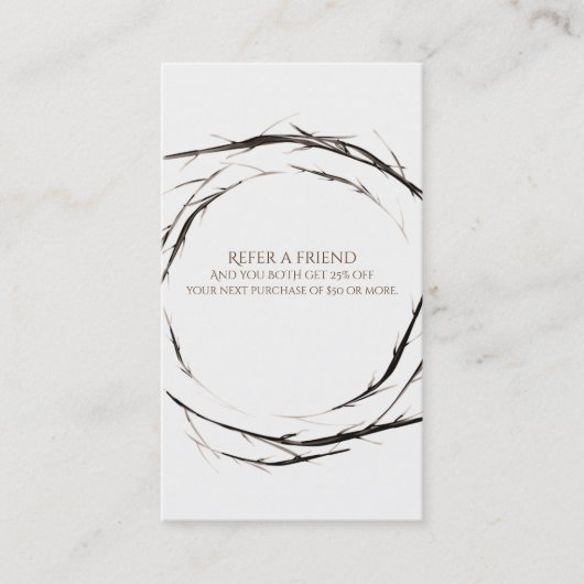 棒素朴枝の枝リース友人を参照 紹介カード (正面)