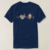 棒葉とラーメン心拍かわいいバブルティー麺 Tシャツ (デザイン正面)