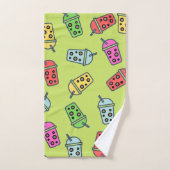 棒葉バブルティーパターン バスタオルセット (ハンドタオル)