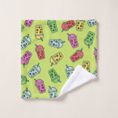 棒葉バブルティーパターン バスタオルセット (ウォッシュタオル)