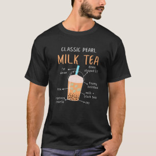 棒葉茶泡茶クラシック真珠乳茶図 Tシャツ