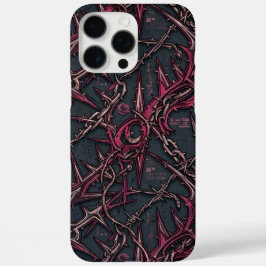 棘のあるバラのグランジ: ダークピンクとコッパーのオーガニックデザイン iPhone 16 PRO MAXケース