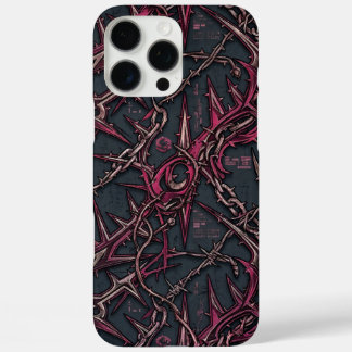 棘のあるバラのグランジ: ダークピンクとコッパーのオーガニックデザイン iPhone 16 PRO MAXケース