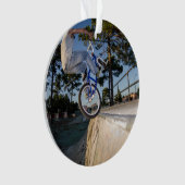 棚でバランスをとる青いBMX オーナメント (正面)