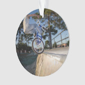 棚でバランスをとる青いBMX オーナメント (正面)