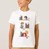 棚で本を読む子供たち Tシャツ (正面)