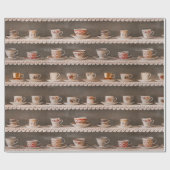 棚にコーヒー&ティーカップかわいい写真のパターン ラッピングペーパー (フラット)