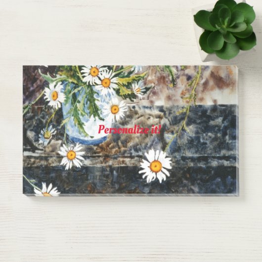 棚の上の野生のデイジーの青と白のポット ポストイット (オフィス)