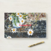 棚の上の野生のデイジーの青と白のポット ポストイット (デスク)