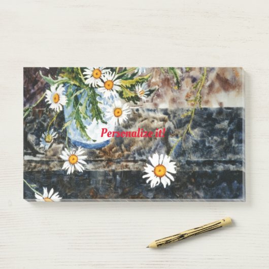 棚の上の野生のデイジーの青と白のポット ポストイット (デスク)