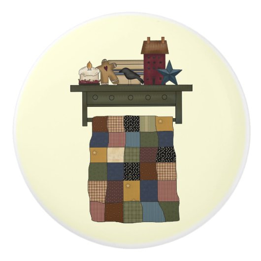 棚の引出しのノブのキルト セラミックノブ (正面)