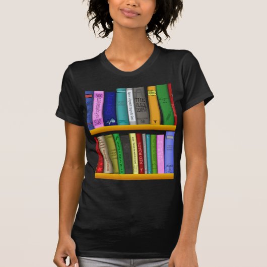 棚の本図書館での読書 Tシャツ (正面)
