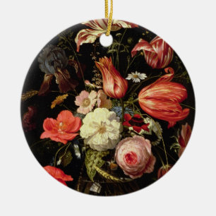 棚の花の静物画 セラミックオーナメント