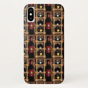 棚のiPhone Xの場合の赤くおよび黒いワイン・ボトル iPhone X ケース