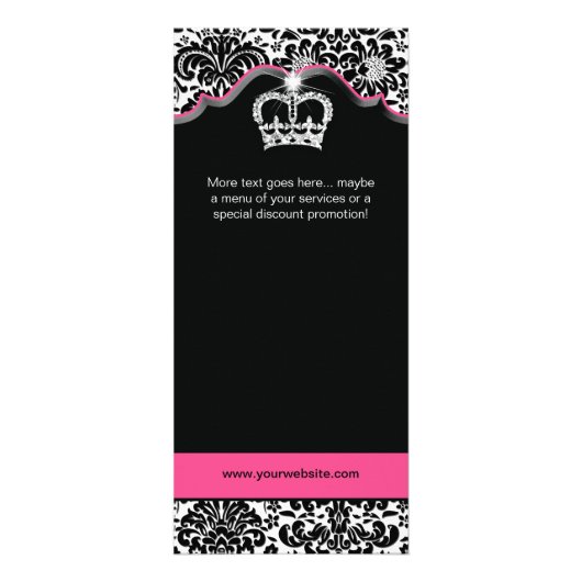 棚カードダマスク織の白く黒いピンクの花の王冠 ラックカード (裏面)