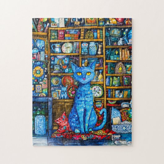 棚上げカラフル猫 ジグソーパズル (縦)