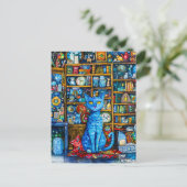 棚上げカラフル猫 ポストカード (スタンド正面)