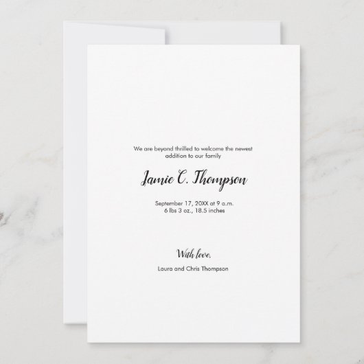 棚卸恵みベビー誕生発表 案内状 (裏面)