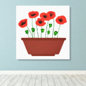 棚田プランターの赤いケシ キャンバスプリント (インサイチュ (ウッドフロア))