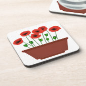 棚田プランターの赤いケシ コースター (左側)