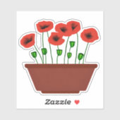 棚田プランターの赤いケシ シール (シート)