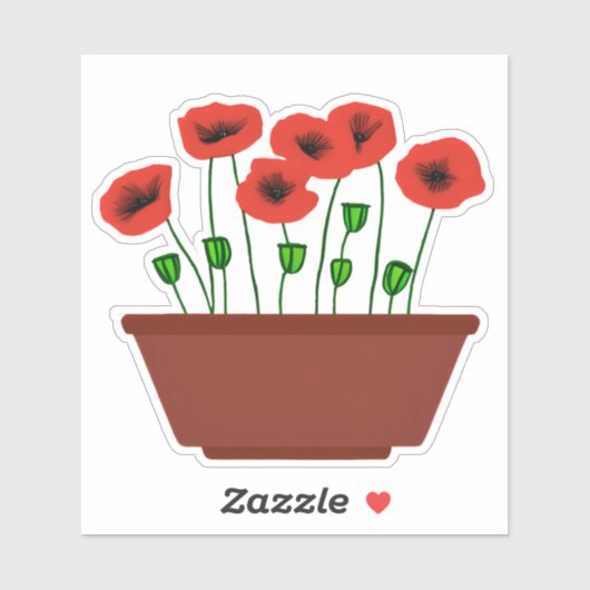 棚田プランターの赤いケシ シール (シート)