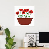 棚田プランターの赤いケシ ポスター (ホームオフィス)